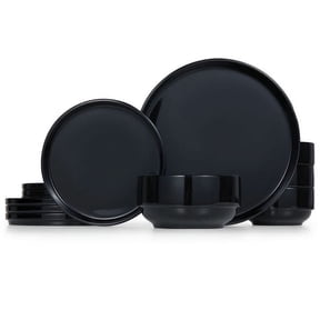 Kook Dinnerware Set, 12 Piece Service for 4, Ceramic Black, Cambridge Classics