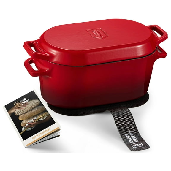 Kook Dutch Oven with Lid, Enameled Cast Iron, 3.4 Qt, Cherry Ombre