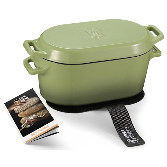 Kook Dutch Oven with Lid, Enameled Cast Iron, 3.4 Qt, Sage Ombre