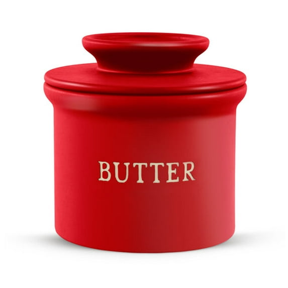 Kook French Ceramic Butter Keeper, Red
