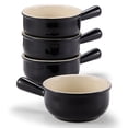 thumbnail image 1 of Kook French Onion Soup Crock Ceramic Bowls 4-Piece Stoneware Kitchen Set, Black, 1 of 4