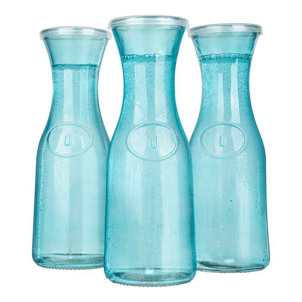 Kook Glass Carafe Pitchers, Beverage Dispensers, 35 Oz, Set of 3