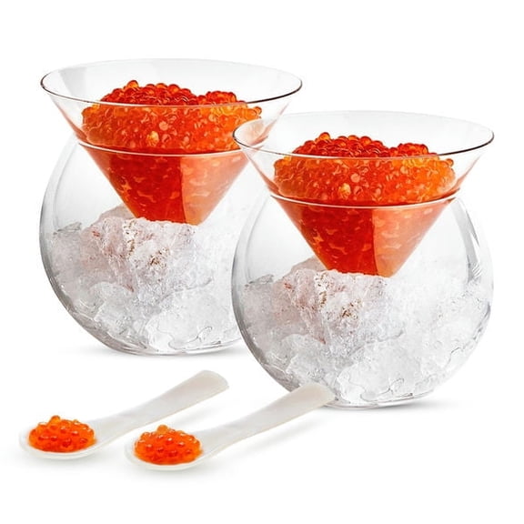 Kook Glass Caviar Chiller Dish and Martini Glass, 5 oz, Set of 2