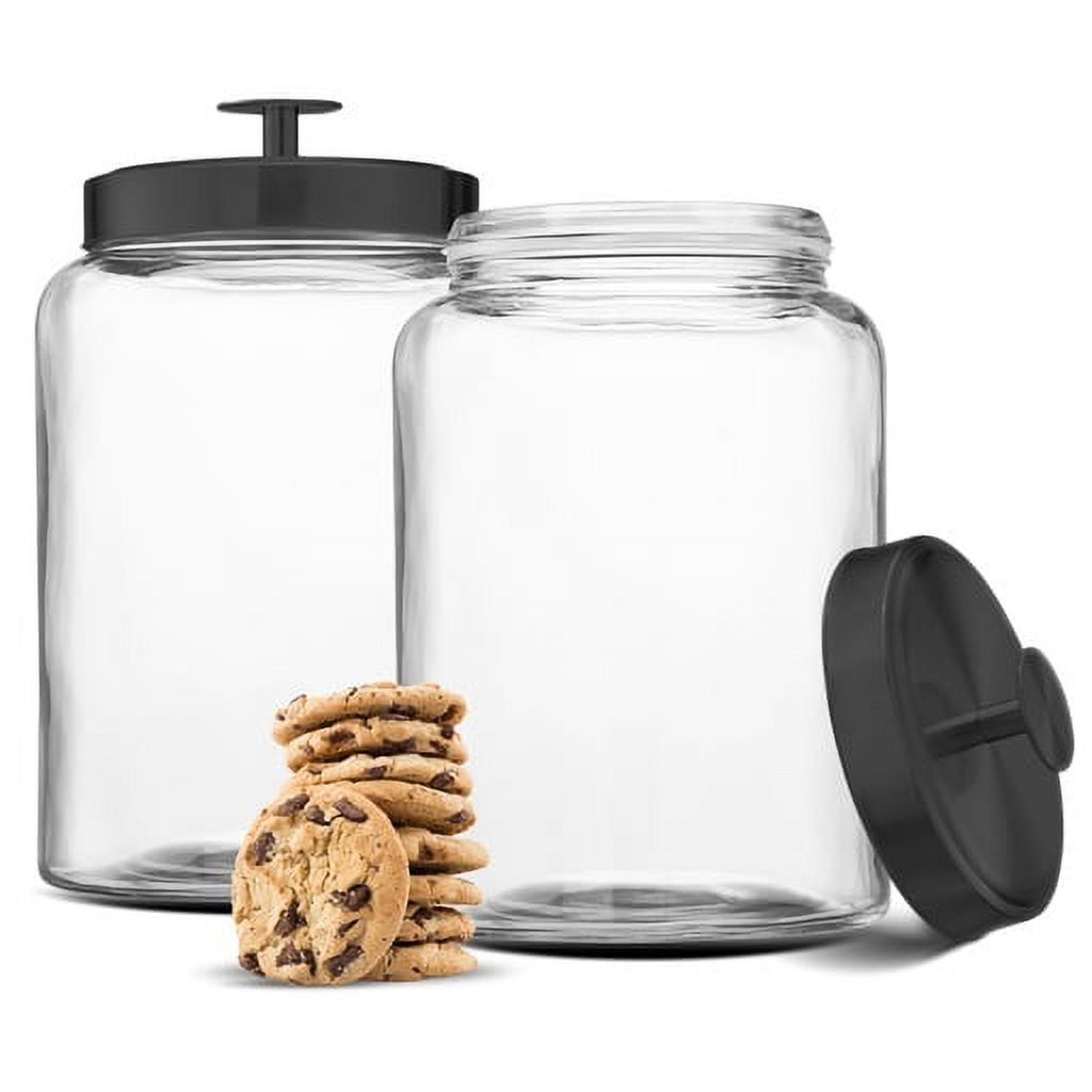 EkkoVla 3 Pack 1/2 Gallon 64 oz Glass Cookie Jars with Airtight Lids 2  Liters Clear Container Organization Canister Sets for Kitchen, Storage  Candy