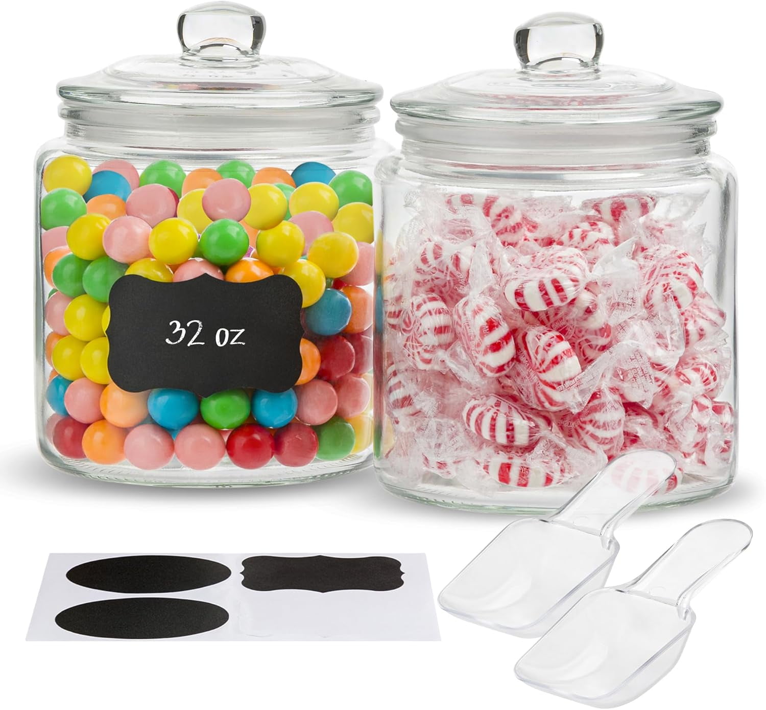 KooK Glass Storage Containers with Lids, 32 Oz, Set of 2, Airtight ...
