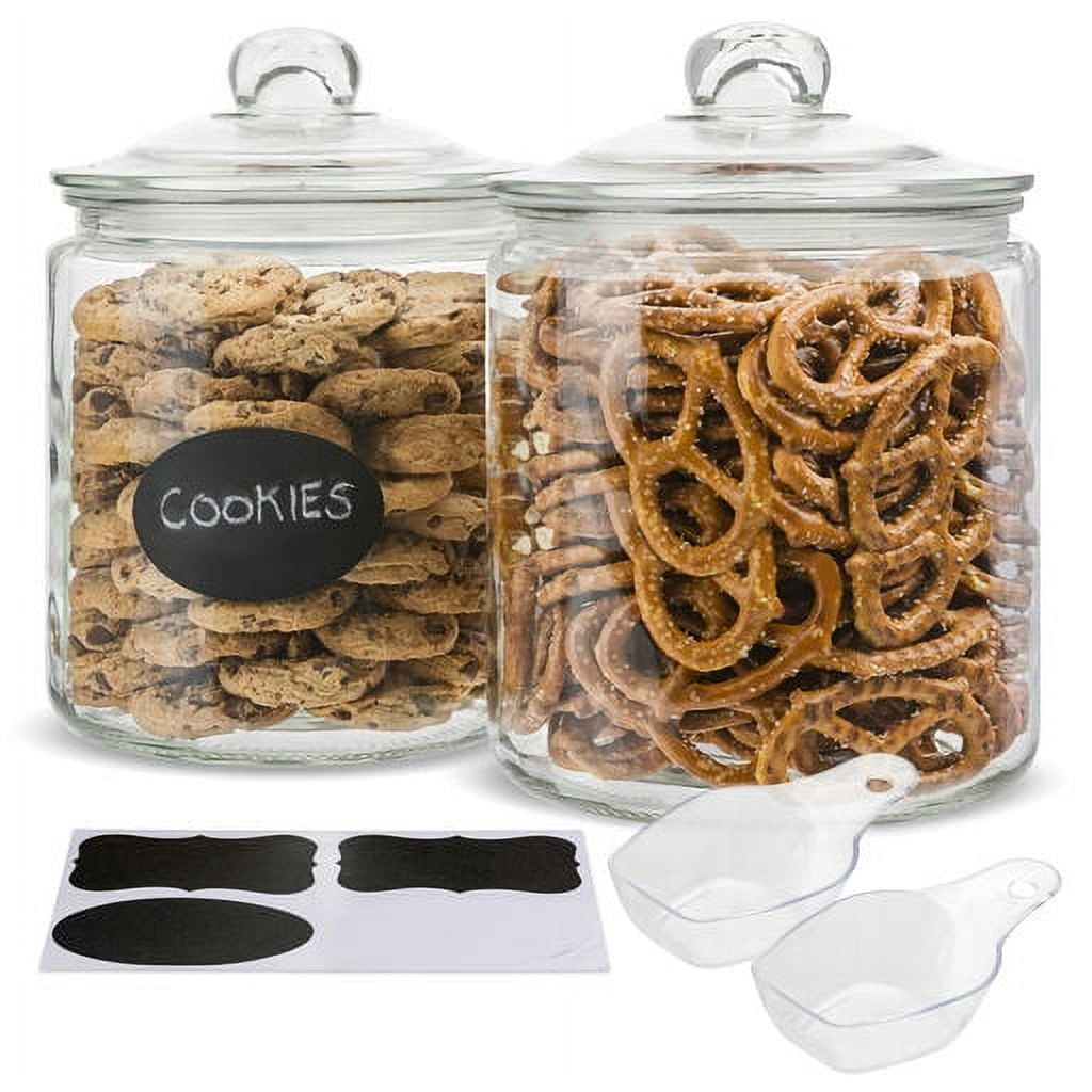 Clear Glass Storage Jars with Airtight Lids, 1 Gallon, Set of 2