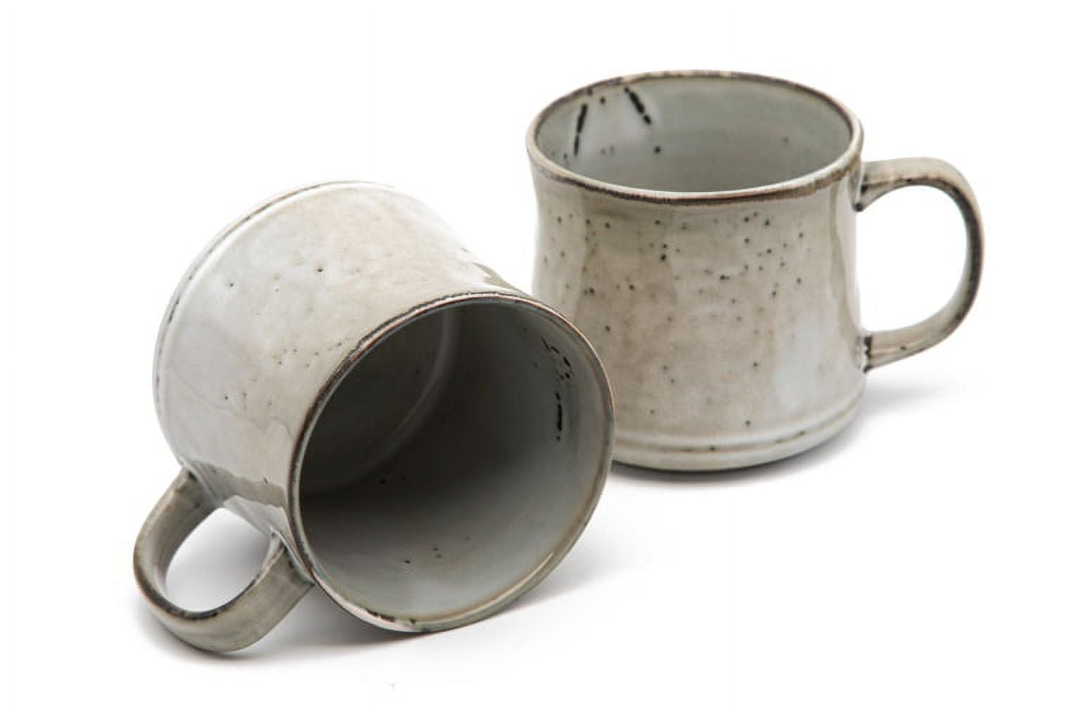Java Slate Ceramic Coffee Mugs with Metallic Gold Accents, Set of 2