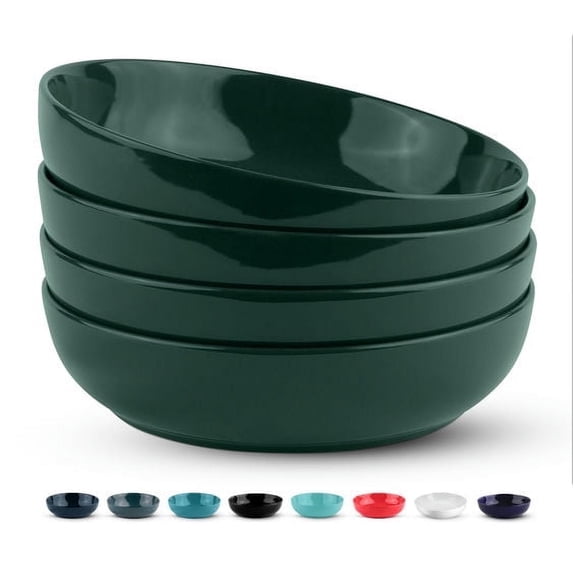 Kook Porcelain Pasta Bow 40 Oz, Set of 4, Hunter Green