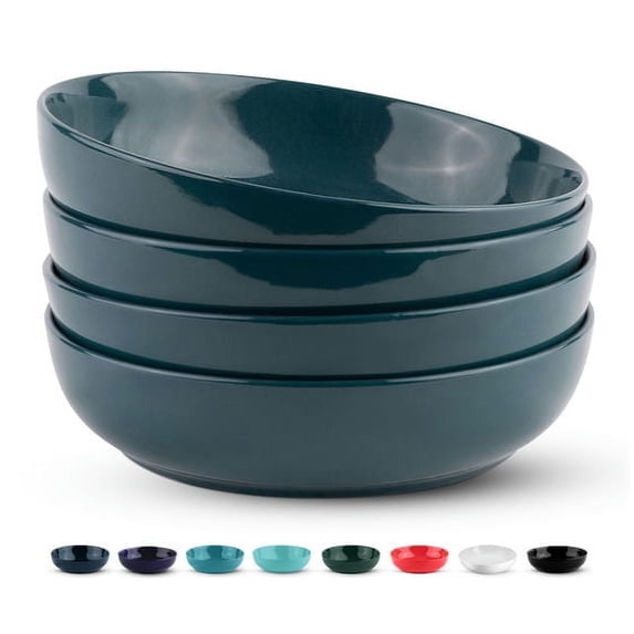 Kook Porcelain Pasta Bowl 40 Oz, Set of 4, Dark Teal