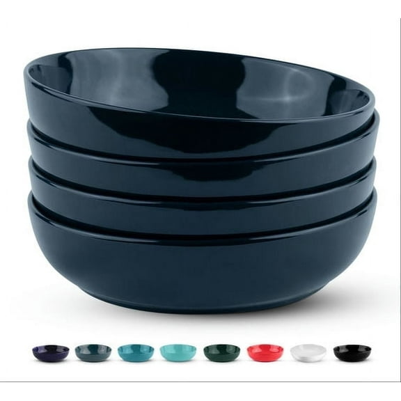 Kook Porcelain Pasta Bowl 40 Oz, Set of 4, Navy Blue