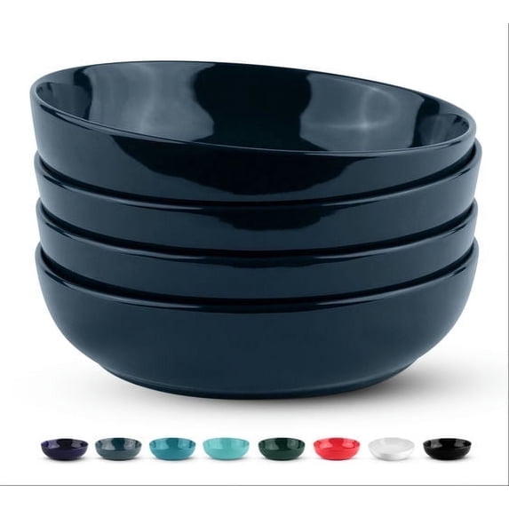Kook Porcelain Pasta Bowl 40 Oz, Set of 4, Navy Blue