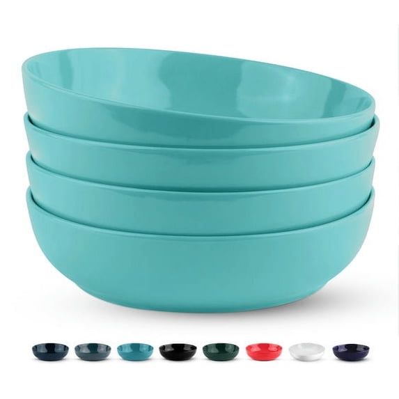 Kook Porcelain Pasta Bowl, Set of 4, 40 Oz, Light Turquoise