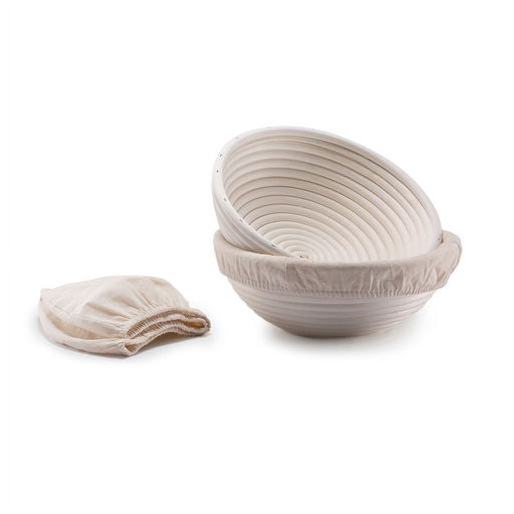Handwoven Rattan Round Proofing Baskets with Liners, 9 Inch, Set of 2