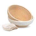 thumbnail image 1 of Kook 9-Inch Round Banneton Bread Proofing Basket Set – Natural Rattan with Linen Liners, 1 of 5