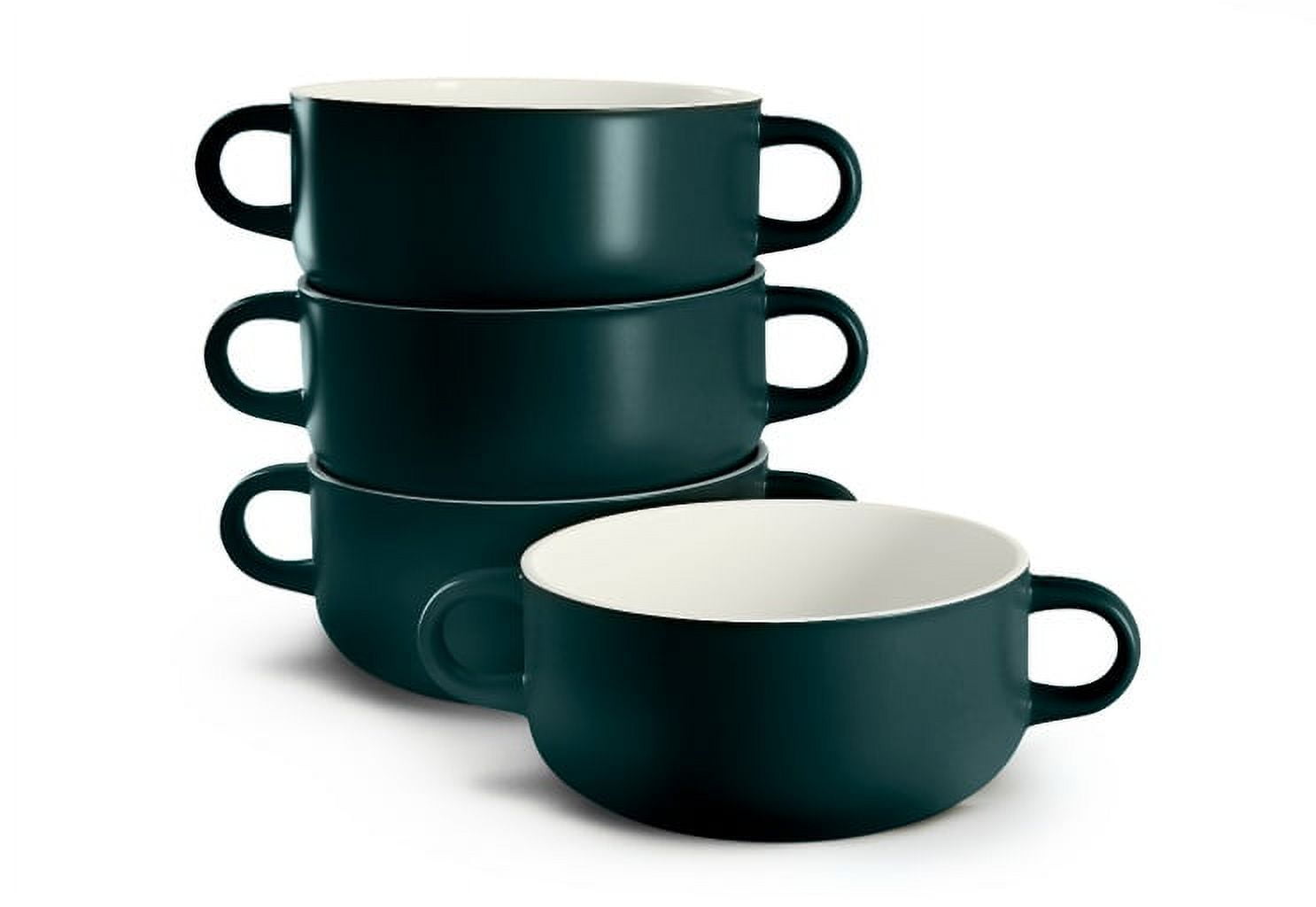 KooK Ceramic Soup Bowls - 24 Oz Deep Porcelain Bowls, Microwave & Dishwasher Safe (Teal) - View #6