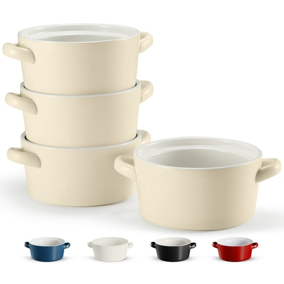 Kook Soup Crocks, Ceramic Stackable Bowls, Set of 4, Ivory