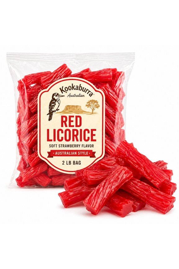 Red Strawberry Licorice Twists, Soft Candy, 2 lb Bag