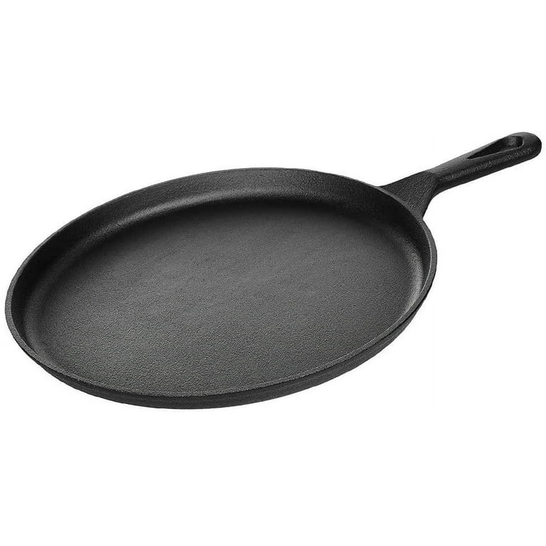 10.5 in. Cast Iron Griddle Pan Round Skillet Pancake Tortilla Pizza  Pre-Seasoned