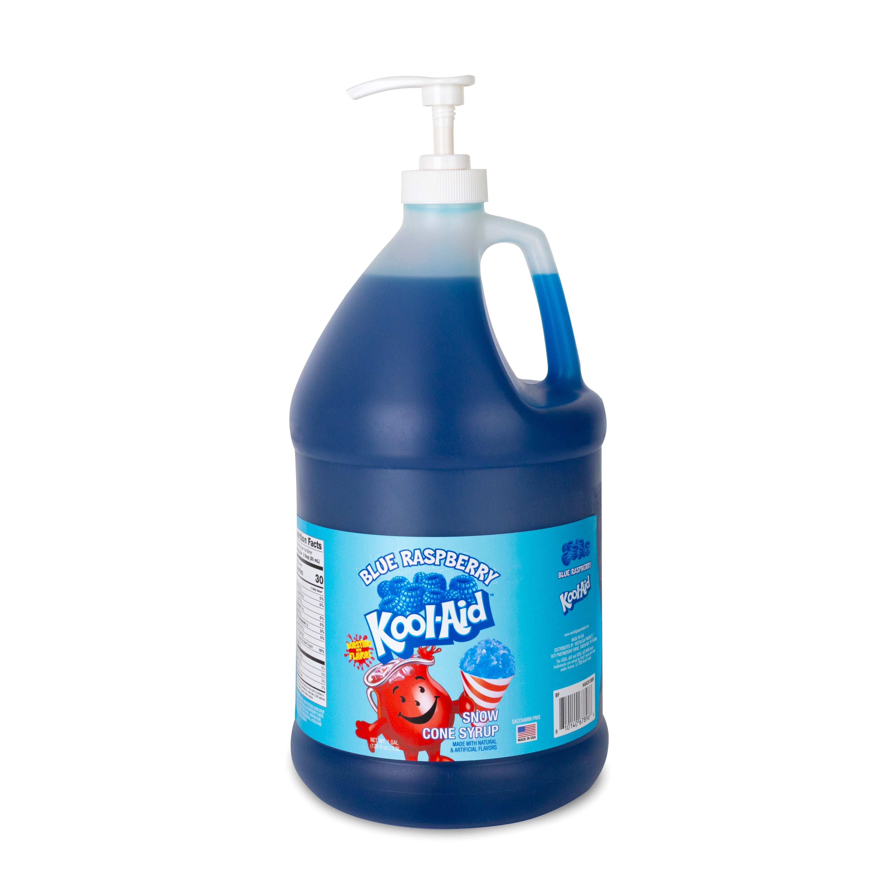 Kool-Aid Blue Raspberry Snow Cone Syrup, 128 oz (1 Gal) Pump Bottle, Snow Cone Maker Ready