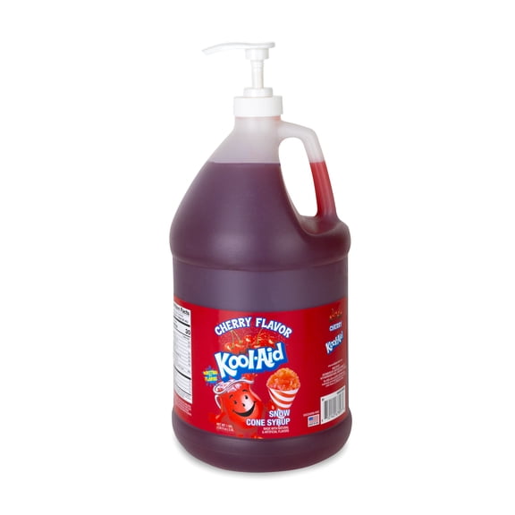 Kool-Aid Cherry Snow Cone Syrup, 128 oz (1 Gal) Pump Bottle, Snow Cone Maker Ready