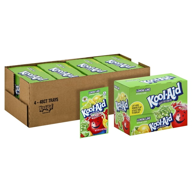 KoolAid .13 oz Soft DrinkPowdered Unsweetened Lemon Lime 192 Box