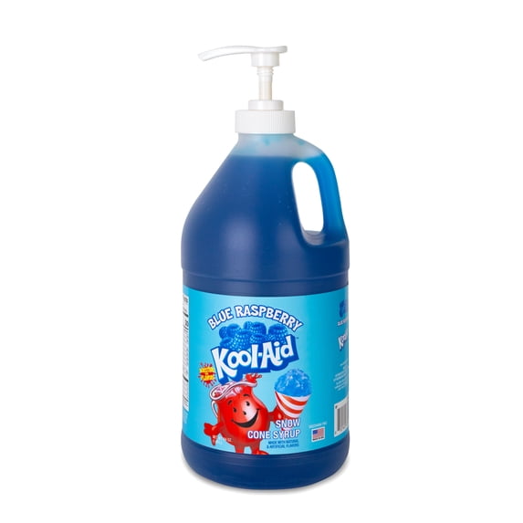 Kool-Aid Blue Raspberry Snow Cone Syrup, 64 oz (1/2 Gal) Pump Bottle, Snow Cone Maker Ready
