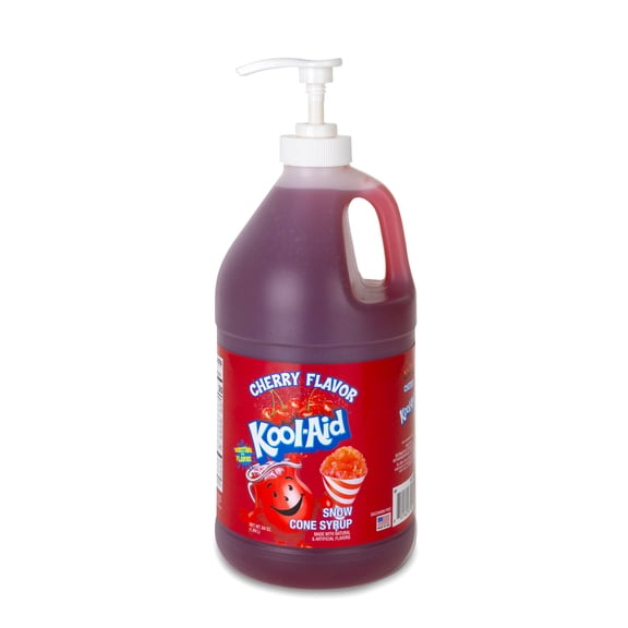 Kool-Aid Cherry Snow Cone Syrup, 64 oz (1/2 Gal) Pump Bottle, Snow Cone Maker Ready