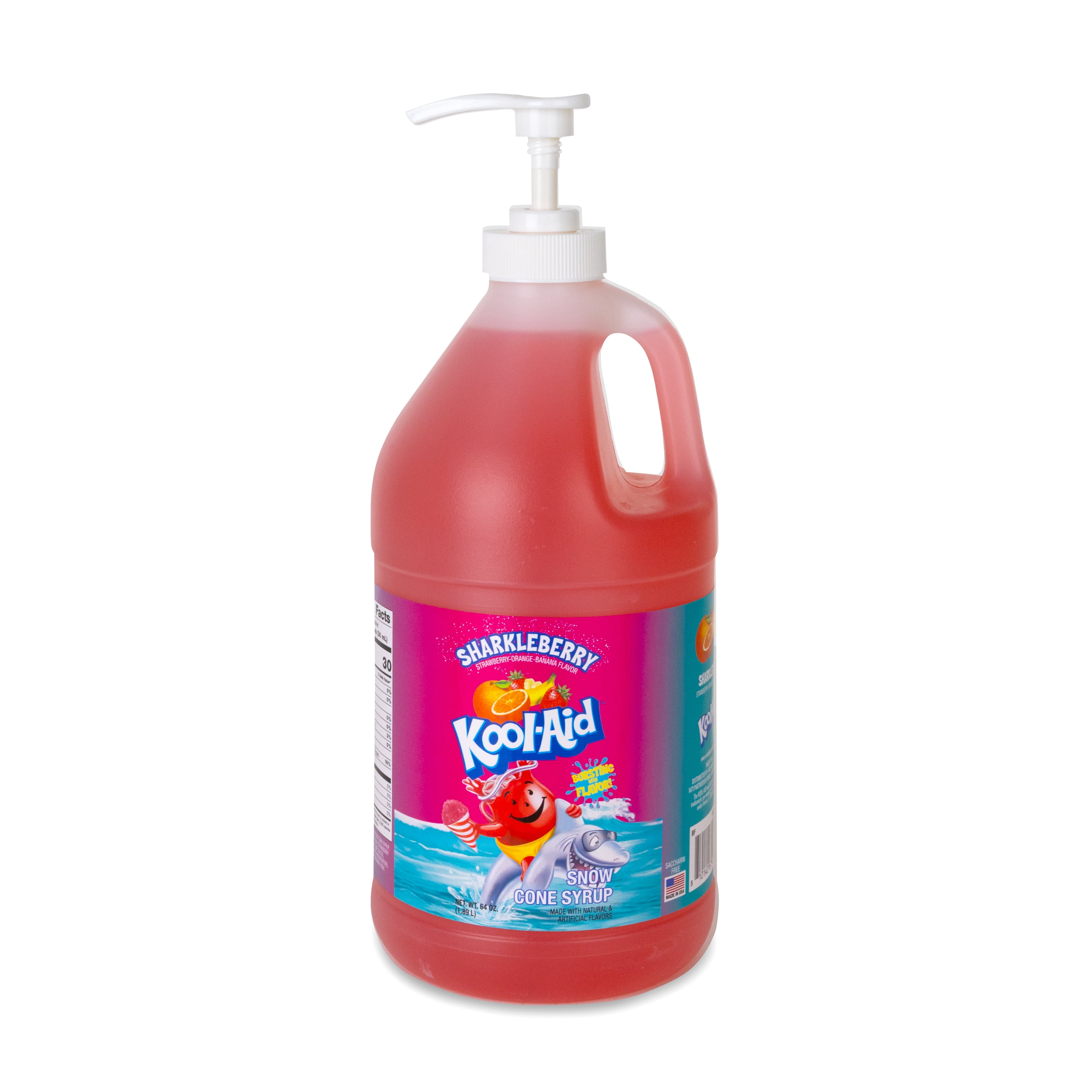 Kool-Aid Sharkleberry Snow Cone Syrup, 64 oz (1/2 Gal) Pump Bottle, Snow Cone Maker Ready