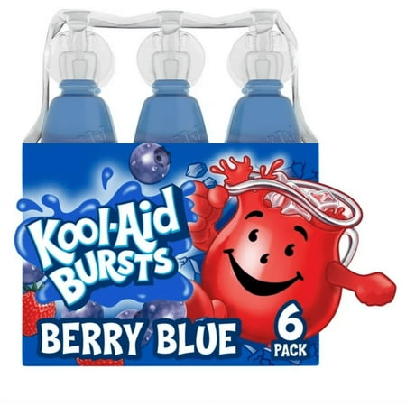 Kool Aid Bursts Berry Blue Kids Drink, 6 ct Pack, 6.75 fl oz Bottles (Pack of 3)