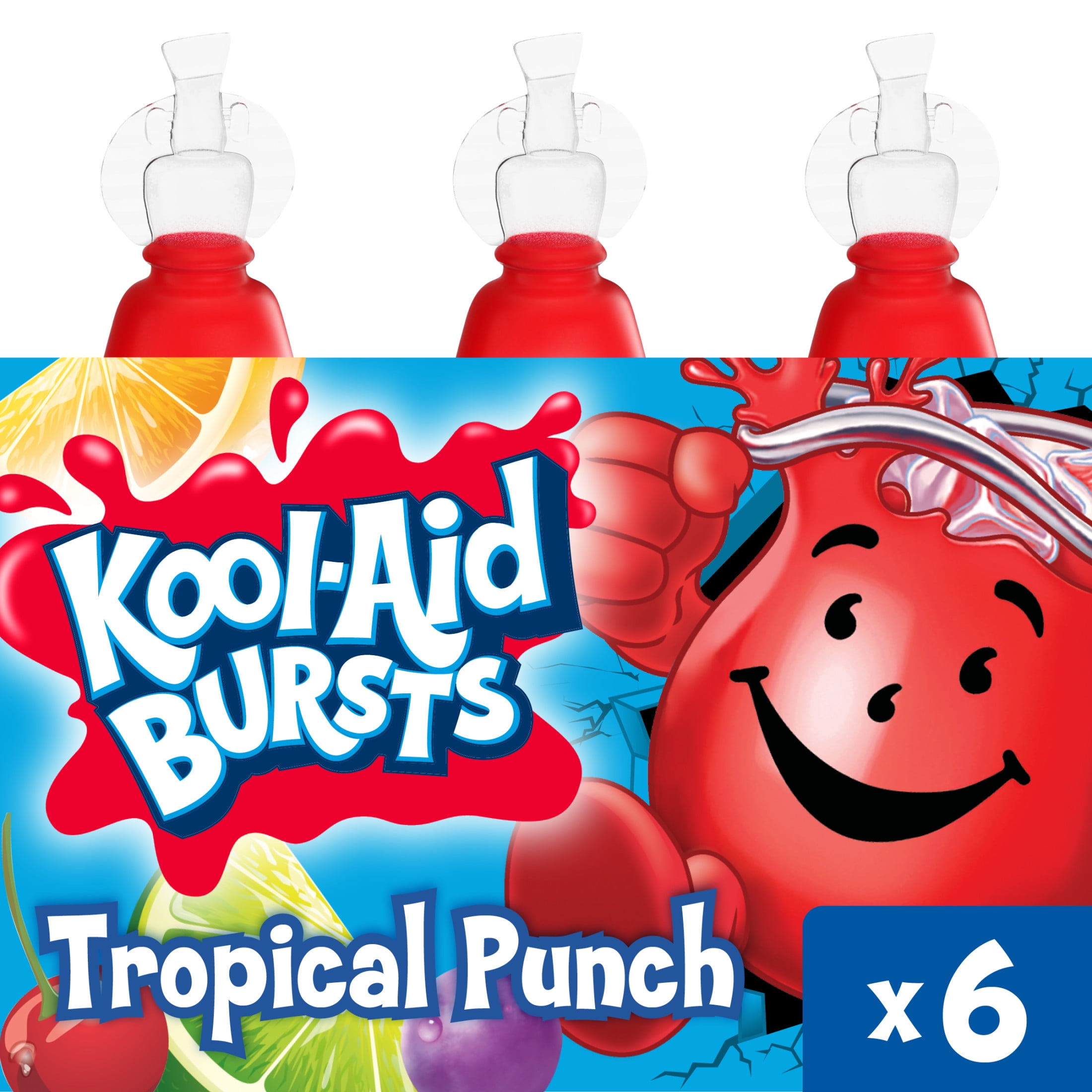 Kool Aid Bursts Tropical Punch Kids Drink, 6 Ct Pack, 6.75 fl oz Bottles, Liquids