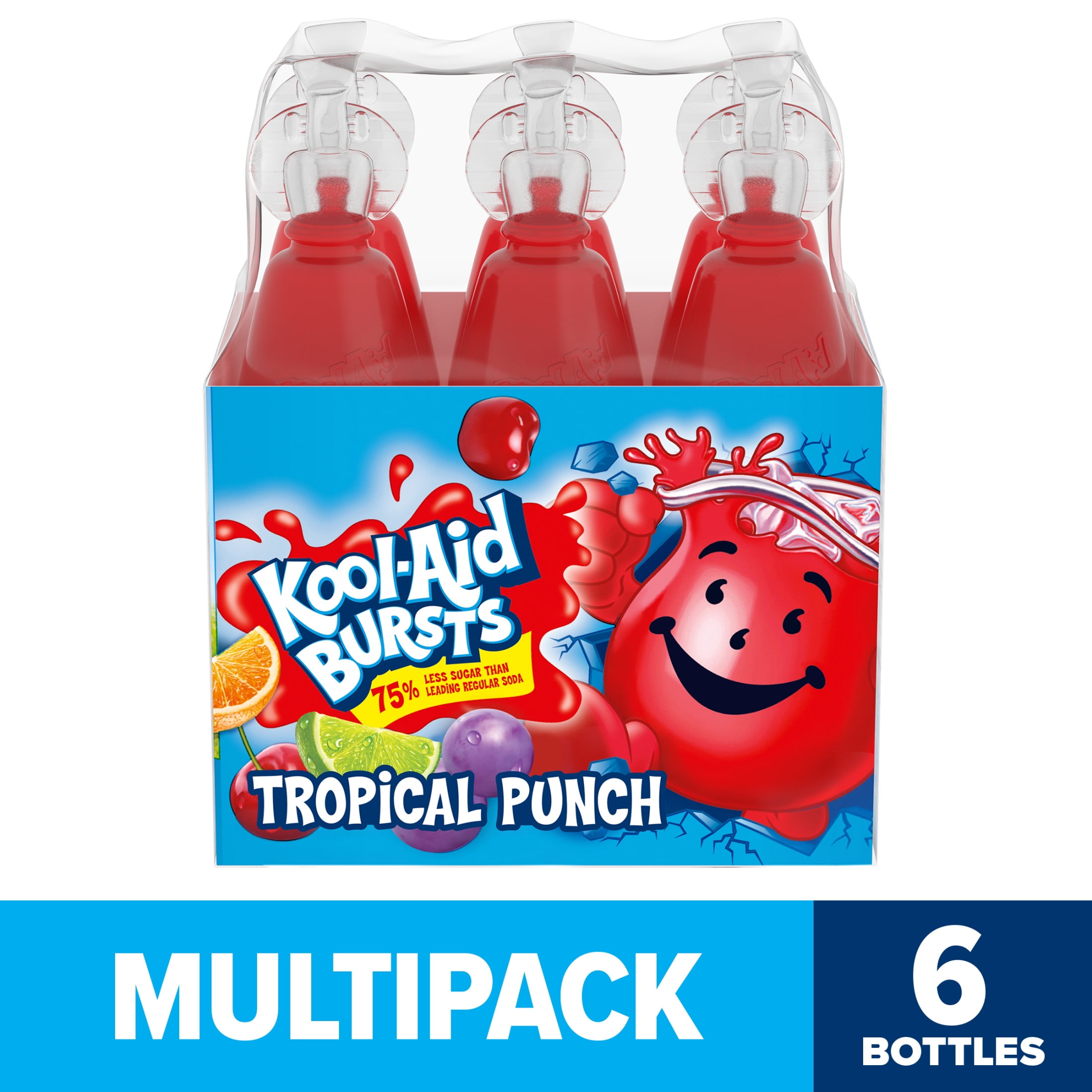 Kool Aid Bursts Tropical Punch Kids Drink, 6 Ct Pack, 6.75 fl oz Bottles, Liquids