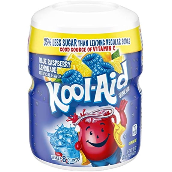 Kool-Aid Caffeine Free Blue Raspberry Lemonade Sweetened Powdered Drink Mix 12 Count 20 Oz Canisters
