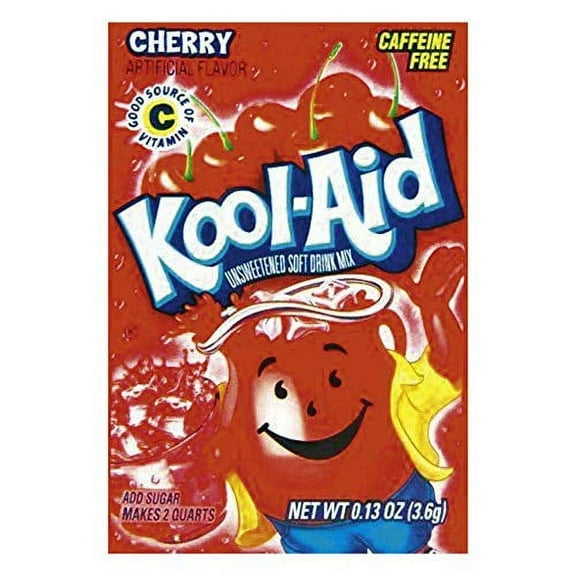 Kool-Aid Cherry Unsweetened Soft Drink Mix, 0.13-Ounce Envelopes(Pack of 48)