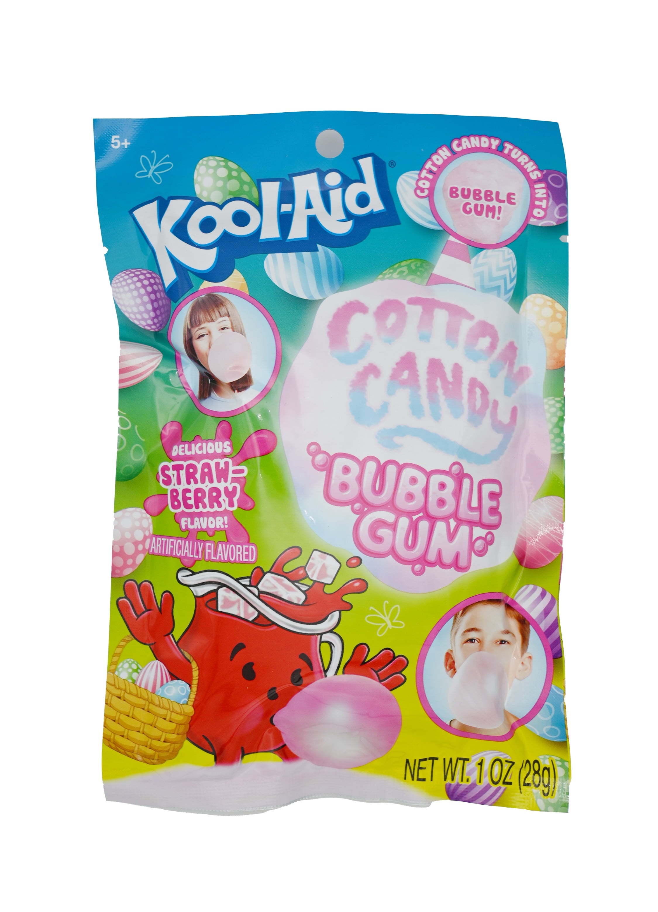 Kool-Aid Easter Cotton Candy Bubble Gum, Strawberry, 1oz