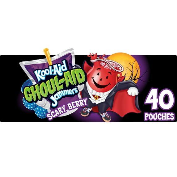 Kool-Aid Ghoul-Aid Jammers Scary Berry Artificially Flavored Soft Drink, 40 ct Box, 6 fl oz Pouches