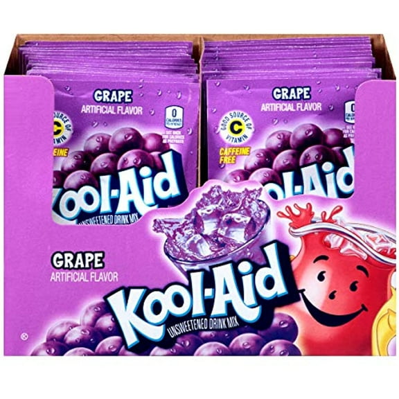 Kool-Aid Grape Flavored Unsweetened Caffeine Free Powdered Drink Mix, 48 Count (Pack Of 2), Violet (00043000955635)