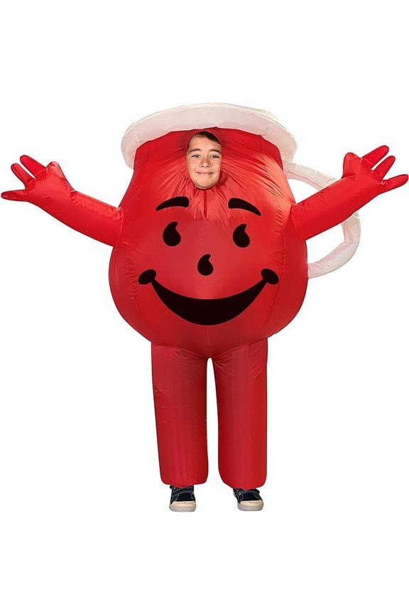 Kool-Aid Guy Inflatable Halloween Costume, Boys and Girls, Red, Child Size 7-10, R1416-710