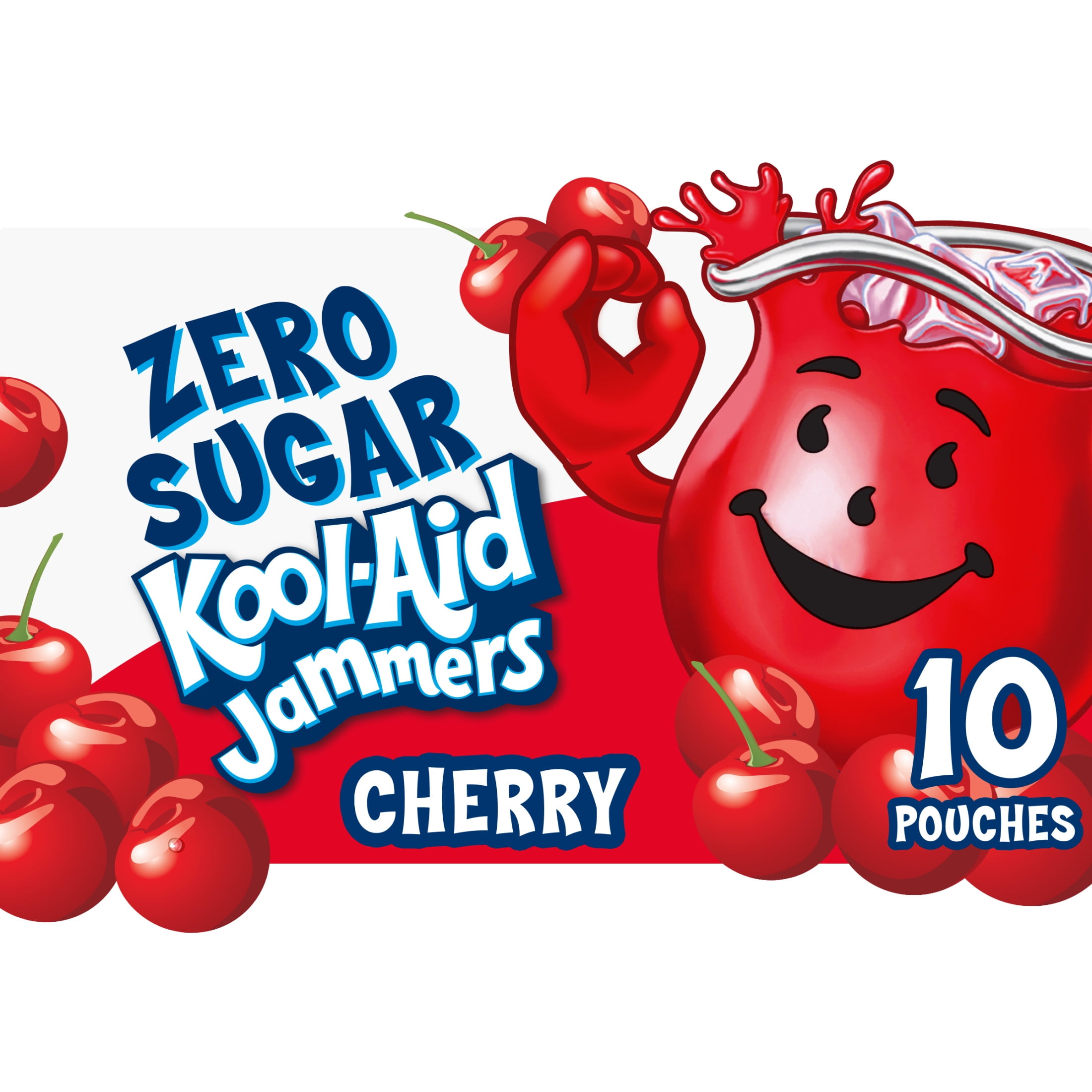 Kool-Aid Jammers Cherry Zero Sugar Soft Drink, 10 ct Box, 6 fl oz Pouches