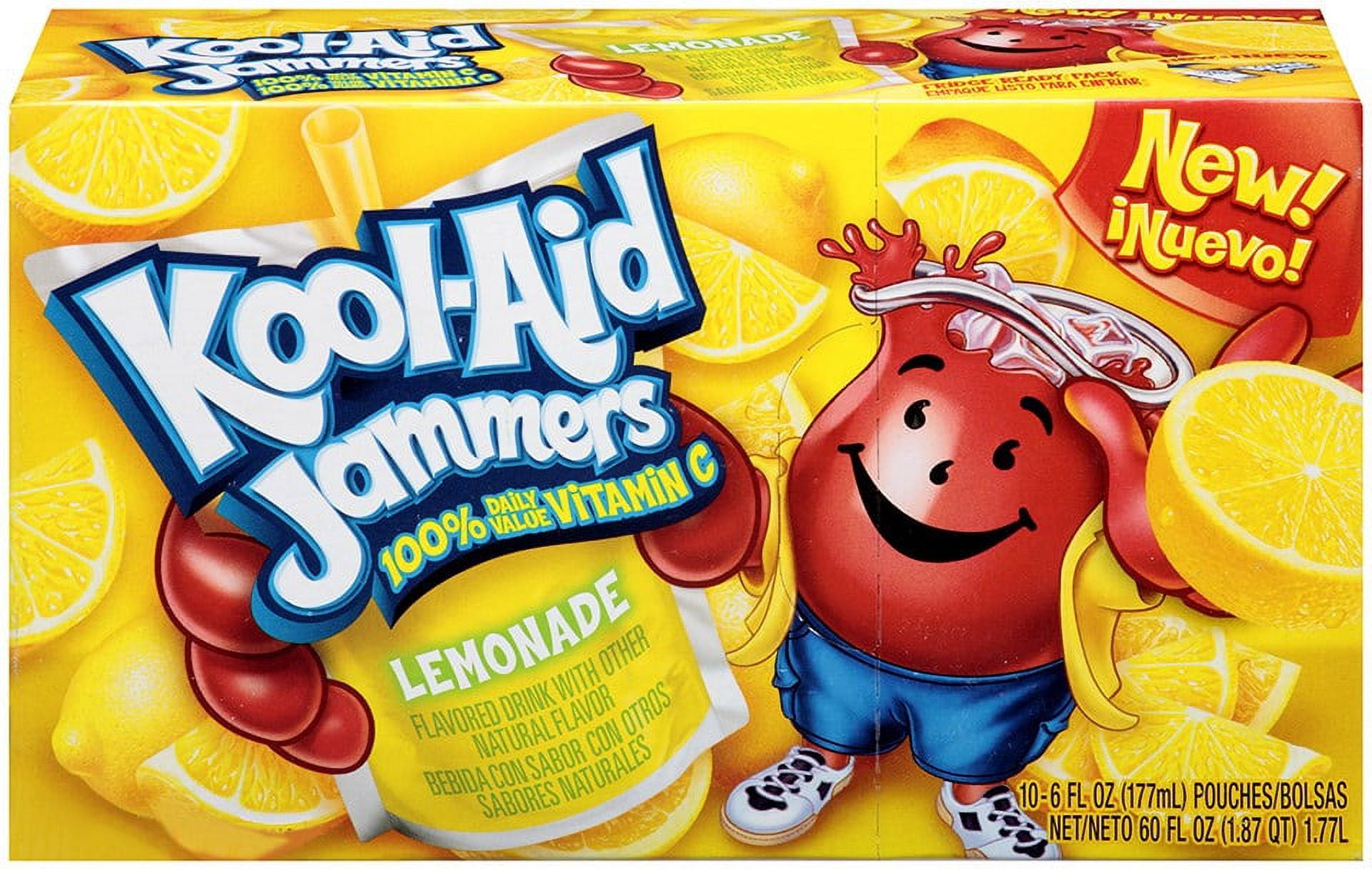 KoolAid Jammers Flavored Drink Pouches, Lemonade, 10 CT (Pack of 4