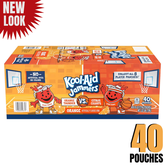 Kool-Aid Jammers Orange Juice Drink Pouches Basketball Edition, 6 fl oz (40 Pack)