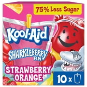 Kool-Aid Jammers Artificially Flavored Drink, 10 Pouches, for School Lunches and On-the-Go Hydration, Sharkleberry Fin Strawberry Orange Punch Flavor, Excellent Source of Vitamin C, 6 fl oz