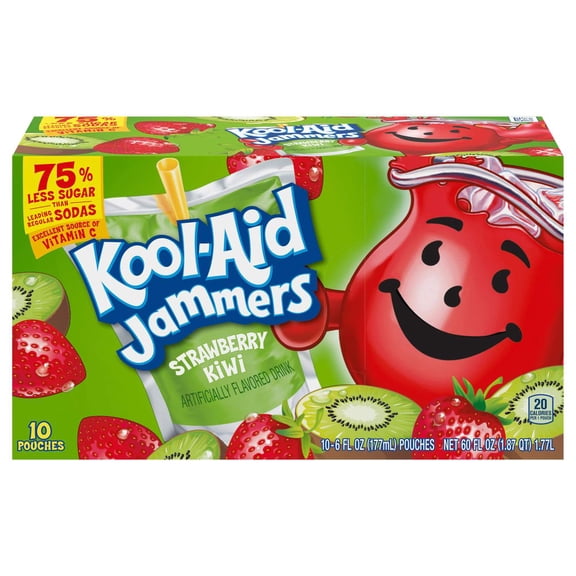 Kool-Aid Jammers Strawberry Kiwi Flavored Drink 6 oz Pouches - 10 ct