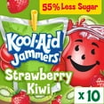 thumbnail image 1 of Kool-Aid Jammers Artificially Flavored Drink, 10 Pouches, for School Lunches and On-the-Go Hydration, Strawberry Kiwi Flavor, Excellent Source of Vitamin C, 6 fl oz, 1 of 14