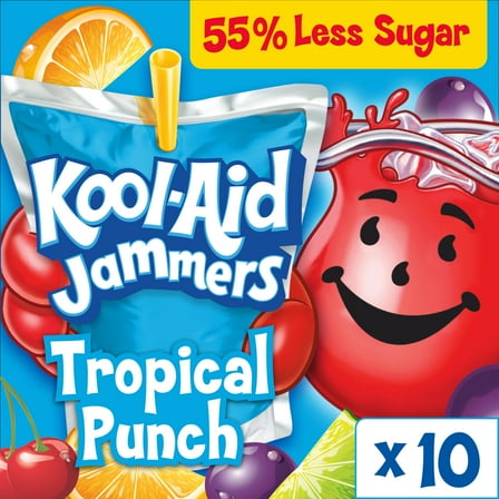 Kool-Aid Jammers Tropical Punch Flavored Drink, 10 ct Box, 6 fl oz Pouches
