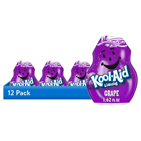 (12 pack) Kool-Aid Liquid Grape Artificially Flavored Soft Drink Mix, 1.62 fl oz Bottle