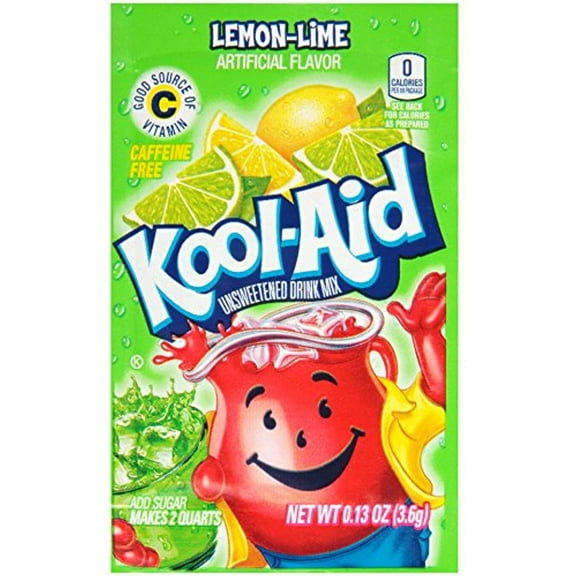 Kool-Aid Lemon-Lime Unsweetened Soft Drink Mix, 0.13-Ounce Packets (Pack Of 96)