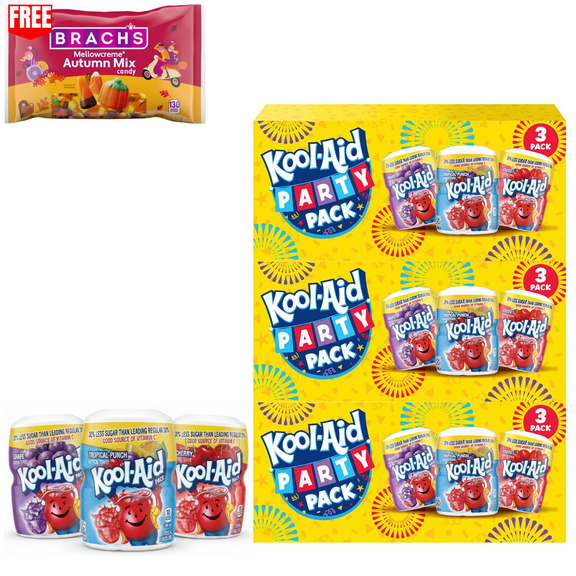 Kool-Aid Party Pack Powdered Drink Mix, 19 oz. Canisters, 9 Pack