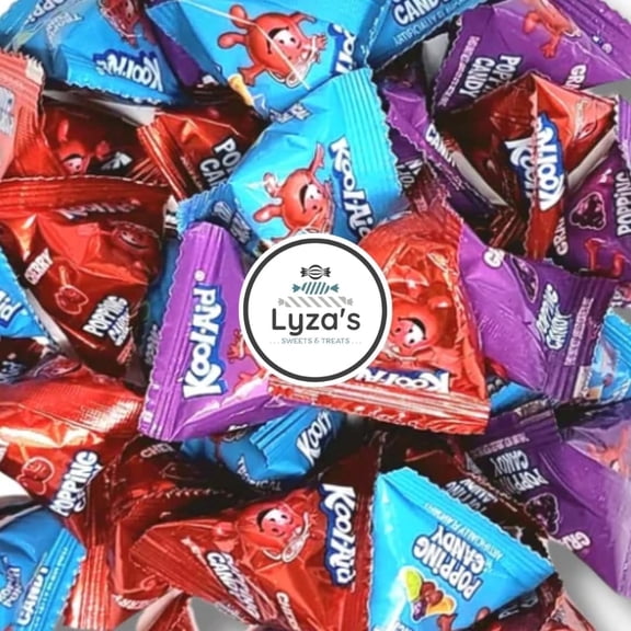 Kool Aid Popping Candies SBF3- Fizzy Fruit Candy - Tropical Punch, Cherry, Grape Flavors - 80 Count Gift Bag by Lyza's Sweets & Treats