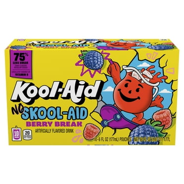 Kool-Aid No Skool-Aid Berry Break Artificially Flavored Drink, 10 Ct Box, 6 oz Pouches, Liquids