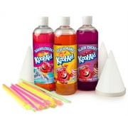 Kool-Aid Snow Cone Syrup Party Kit, 3 x 16 oz Flavored Syrups with Snow Cone Cups and Spoon Straws
